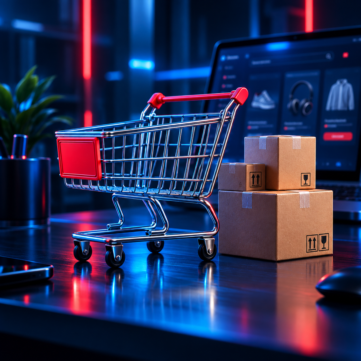 Panier et produits de commerce électronique en 3D