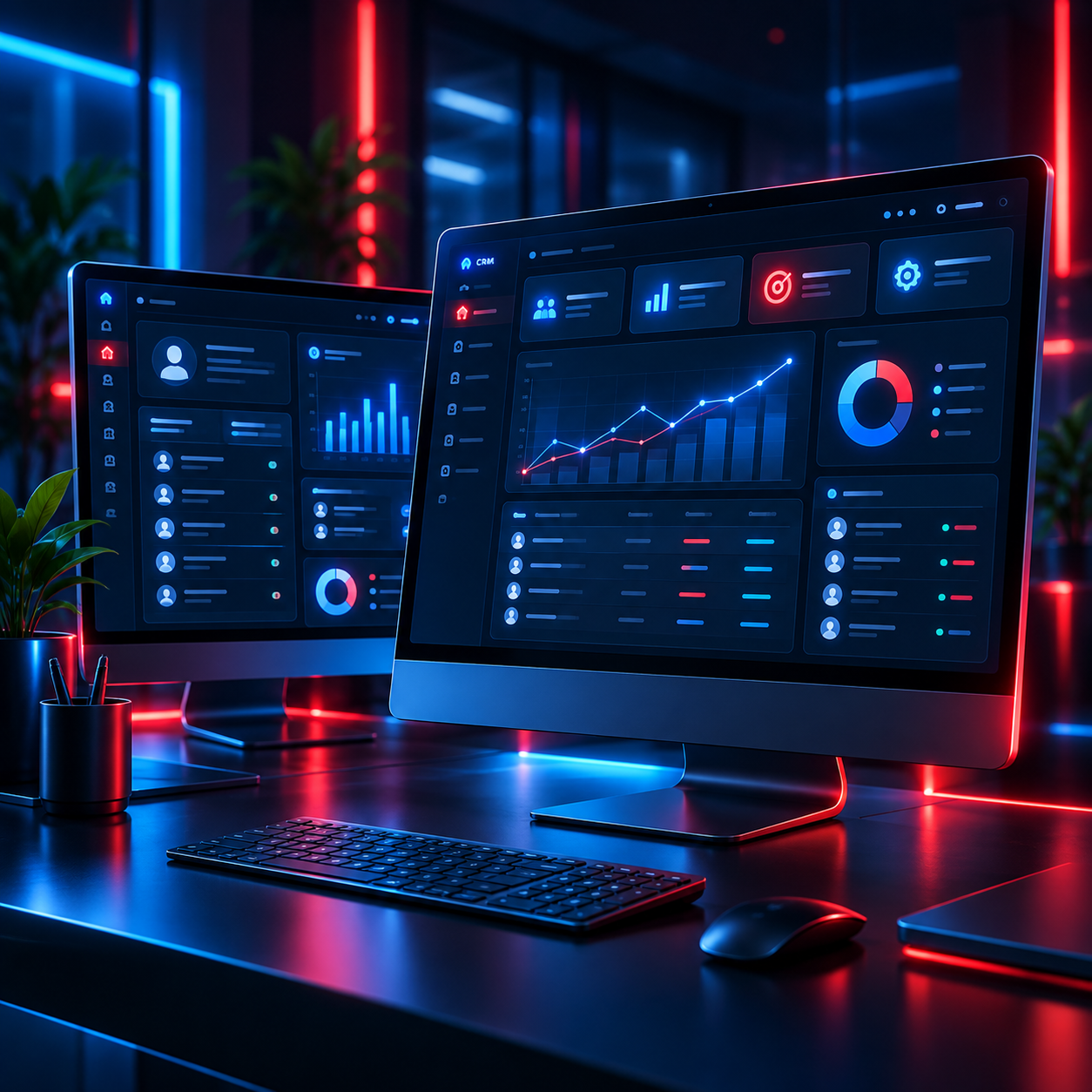 Interfaces de gestion sur deux écrans